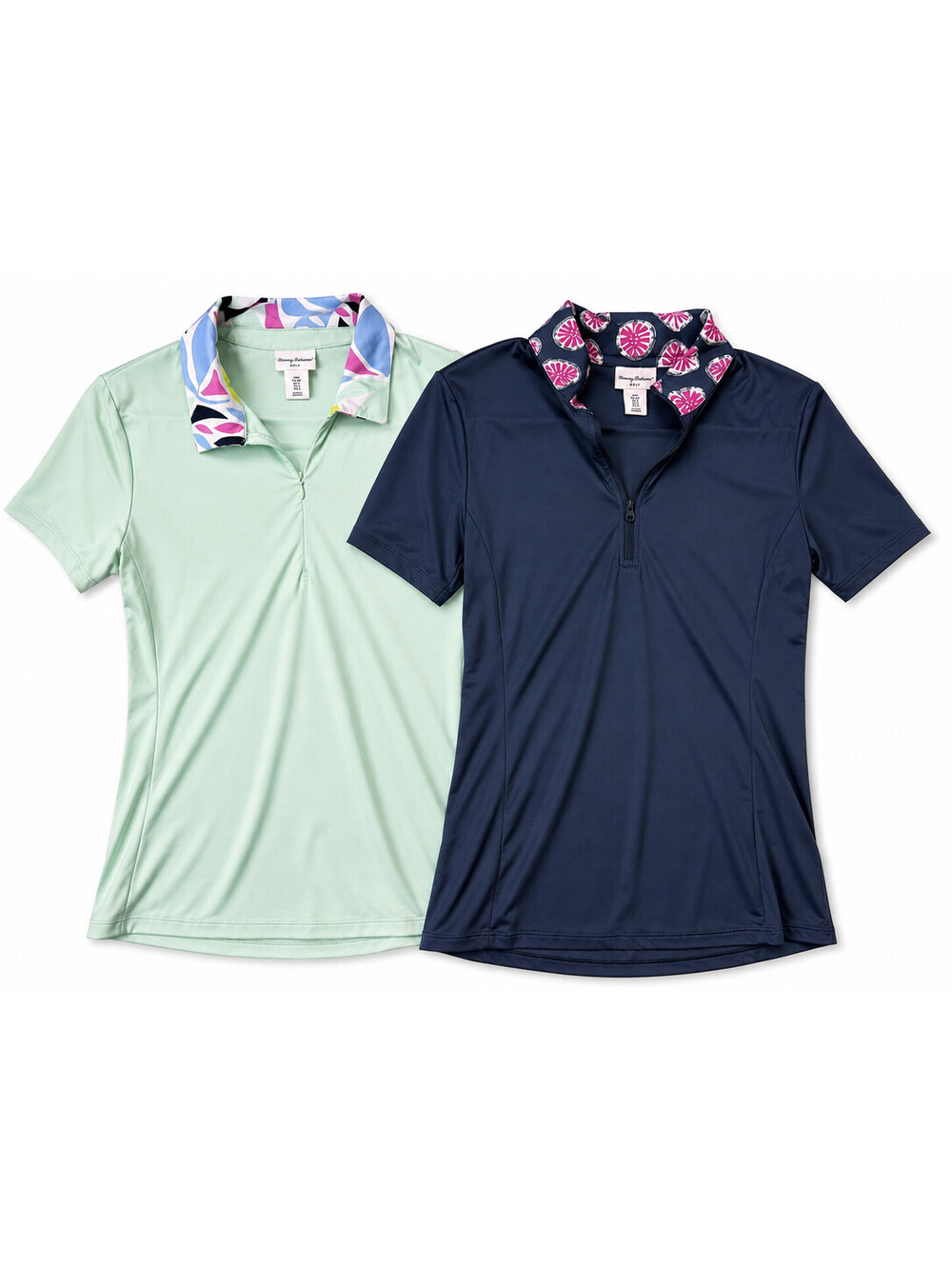 (2) Tommy Bahama Golf Women’s Small Polo Shirts 1/4 Zip Mint Navy - Lot of 2!